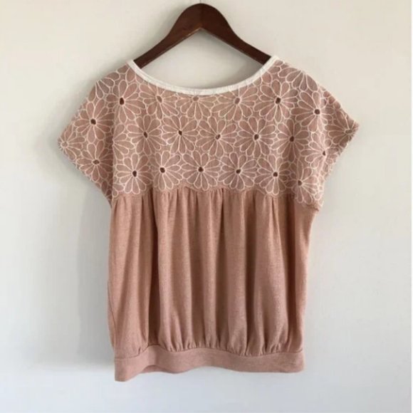 Free People Georgia Bubble Top Floral Eyelet Embroidered - L - Picture 4 of 6